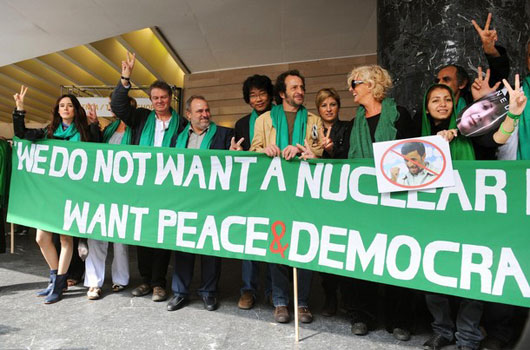 with the juries of Sansebastian film festival protesting against atomic nuclear bomb in Iran 2009